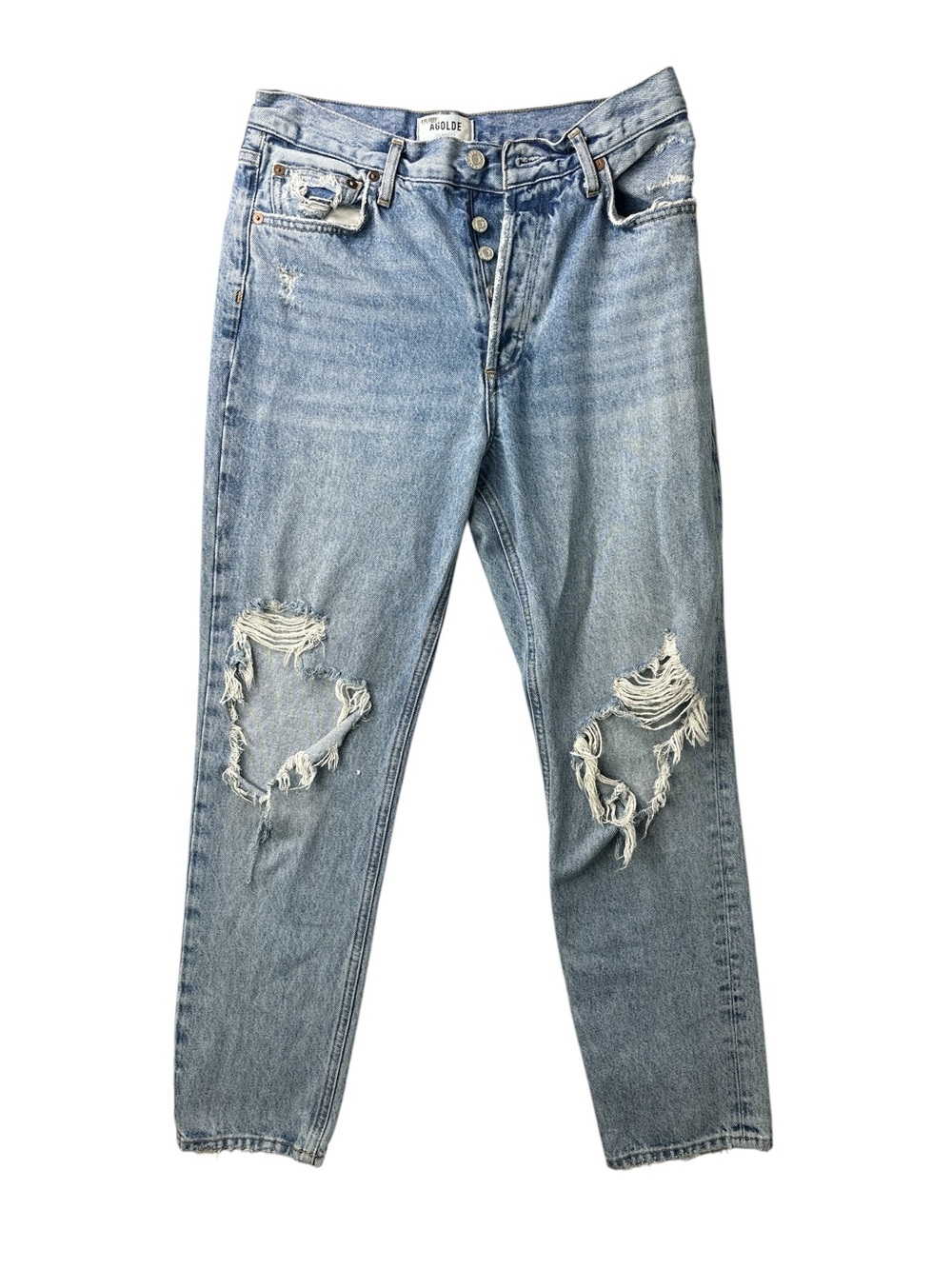 Agolde Light Blue Distressed Relaxed Jeans